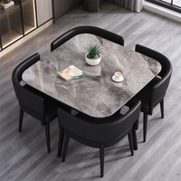 Ensemble de table à manger compacte de style rustique européen de luxe noir pour 4 personnes, pour salon