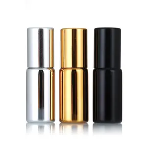 Custom 5ml 10ml Recyclable Travel Portable Perfume Roll On Bottle Glass Essential Oil Roller Bottle With Gold Sliver Lid