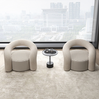 Fauteuil de loisirs incurvé en tissu bouclé velours, design italien moderne, doux et portable, pour salle à manger, maison, villa, appartement, salon