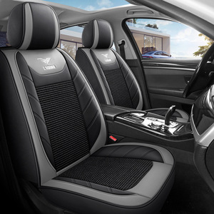 Cubierta de asiento de coche universal de 5 asientos conjunto completo cojín de asiento de coche delantero y trasero impermeable de piel sintética de lujo - Product Image 4