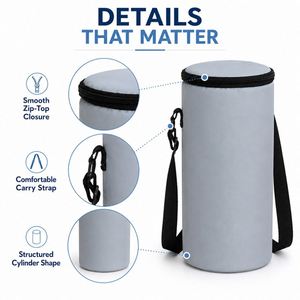 Insulated <b>Water</b> <b>Bottle</b> <b>Carrier</b> Thermal <b>Bottle</b> Bag Cylinder <b>Water</b> Cup Holder <b>with</b> Adjustable Shoulder <b>Strap</b> for Travel Outdoor - Product Image 6