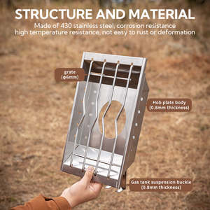 Soporte Plegable <span class=keywords><strong>para</strong></span> Estufa de Campingmoon, de Acero Inoxidable Plateado, <span class=keywords><strong>para</strong></span> Hornear al Aire Libre, Parrilla <span class=keywords><strong>para</strong></span> Estufa de <span class=keywords><strong>Gas</strong></span> - Product Image 6