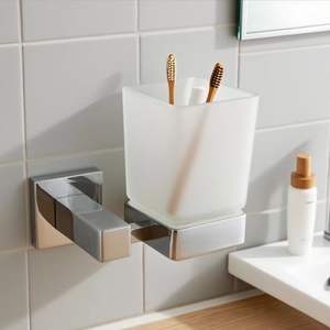 Soporte para cepillos de dientes de estilo nórdico, montado en la pared, acabado cromado minimalista, aleación de Zinc ecológica, fácil de limpiar, accesorio para baño de Hotel - Product Image 3