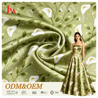 Tissu en satin de polyester de luxe tissé à motif floral imprimé sur mesure, vente en gros pour robes féminines