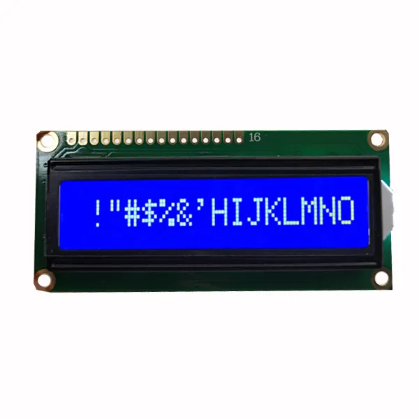 China Fabriek Genyu Standaard COB 5.0 v Karakter 1x16 Lcd Display 16x1 STN Blauw 16 tekens en 1 lijn 1601 Rohs LCD Module