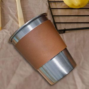 Manchon pour tasse à café résistant à la chaleur, en cuir PU, housse pour tasse à boire, manchon réutilisable pour bouteille d'eau - Product Image 3