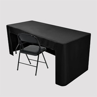 Nappe rectangulaire noire de 1,80 m en tissu uni ajustée pour salons professionnels, événements, bureaux et hôtels