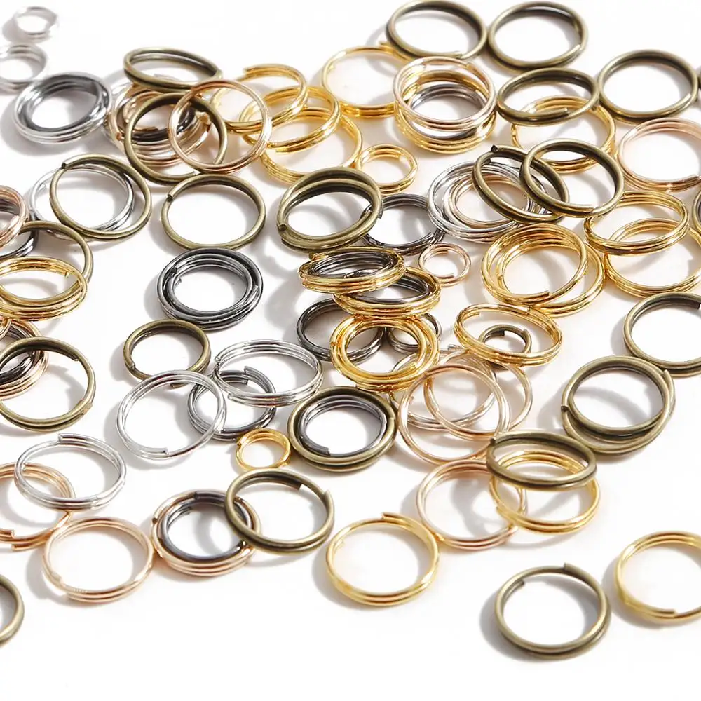 Anneaux de bijouterie, pour fabrication de bijoux à faire soi-même, 5, 6, 8, 10mm de diamètre, livraison gratuite, Double boucles, couleur Bronze et or, livraison gratuite