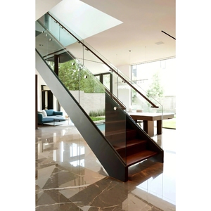 Rail en verre trempé en aluminium <span class=keywords><strong>PVC</strong></span> LED en forme de U, revêtement argenté blanc, finition noire, épaisseur 6 mm pour balcon extérieur, terrasse, <span class=keywords><strong>escalier</strong></span> - Product Image 2