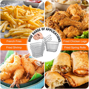 Mini Quadratischer Frittierkorb aus Edelstahl, Wiederverwendbarer Pommes-Frites-Halter, Kleiner Frittierkorb für Küche und Haushalt - Product Image 5