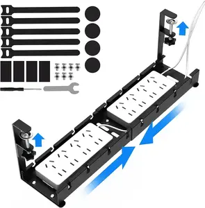 Upgraded Wire Management No Drill No Screws, Cable Tray with Clamp for Desk Wire Management