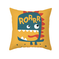 Nouvel ensemble de housses de coussin imprimées dinosaures de dessin animé, mignonnes pour la décoration de chambre d'enfant et de canapé