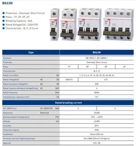 เบรกเกอร์ขนาดเล็ก BK63N MCB 2A 4A 6A 10A 16A 20A 25A 32A 40A 50A 60A 2p เบรกเกอร์วงจร Mcb - Product Image 6