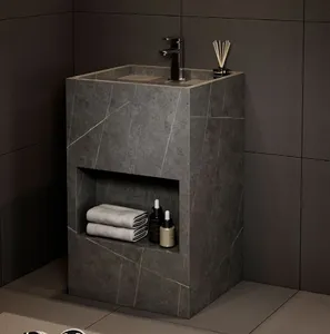 Offre Spéciale moderne hôtel sanitaire autoportant une <span class=keywords><strong>colonne</strong></span> Lavabo évier <span class=keywords><strong>pas</strong></span> <span class=keywords><strong>cher</strong></span> plaque de roche salle de bain lavabo armoire - Product Image 4