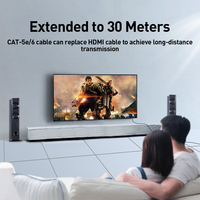ZOERAX HW-YD30-BL 4K 30Hz, Adaptador Extensor con Soporte Ethernet RJ45, Video y Audio de 1080p hasta 30m/98ft para HDTV, PS4, STB