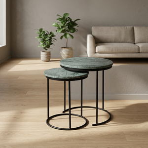 Mesa Auxiliar Moderna Aura con Tapa Redonda y Base Decorativa para Muebles de Sala - Product Image 6