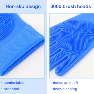 Pet Beauty Gloves Luxury Style Anti-Scratch Silicone 5 Finger Design for <b>Bathing</b> and Massaging <b>Dogs</b> (Sky Blue) Charge - Product Image 2