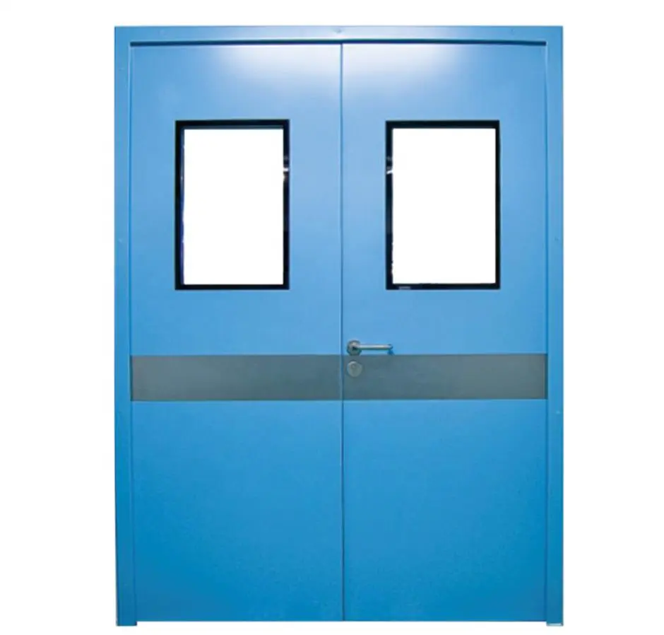 Double open laboratory modular stainless steel swing clean room security doors