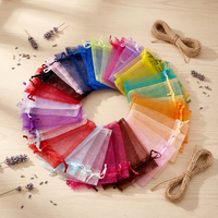 Sacs en tulle métallisé brillant en polyester de haute qualité personnalisés en gros avec cordon de serrage pour bijoux et présentoirs cadeaux en organza