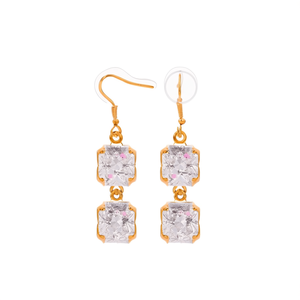 Boucles d'oreilles en cristal, acier inoxydable 316L, placage or PVD, design carré durable et résistant - Product Image 2