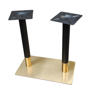 Furniture Leg Metal Table Legs Yellow Titanium Gold Two-Tone 400x700 Heavy Duty Contemporary Style For Dining Table - Product Image 1