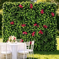 Mur de fleurs artificielles vertes - Fleurs en soie réalistes de haute qualité, durables, décoration intérieure pour Thanksgiving et Pâques