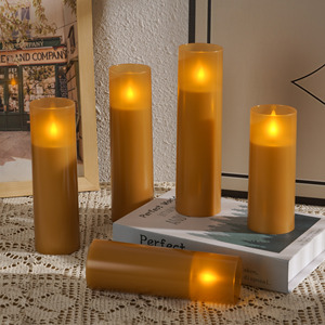 <span class=keywords><strong>Bougie</strong></span> pilier LED sans flamme à télécommande, alimentée par piles, effet vacillant avec finition givrée, idéale pour la décoration intérieure - Product Image 5