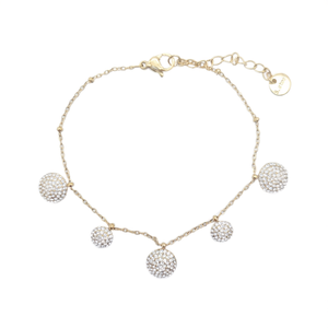 Crystal Chain & Link <b>Bracelet</b> 316L Stainless Steel PVD <b>Gold</b> Plating Sustainable Resistant Round <b>Beads</b> Classic Unisex Design - Product Image 2