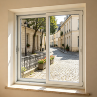 Ventana Corredera de Vinilo UPVC con Certificación AAMA y Clasificación Energy Star, de 1.8 mm y 7 Cámaras, con Borde de Aletas Clavadas, para Casa o Villa