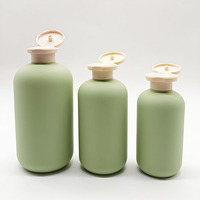 Botella de Plástico HDPE Ecológica de 250 ml, 8 oz, 300 ml, 400 ml, 16 oz, Verde, para Champú o Loción, con Tapa Abatible