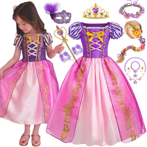 Halloween Cosplay Repunzel Emmêlé Carnaval Filles Fantaisie Robe De Soirée <span class=keywords><strong>Raiponce</strong></span> Princesse Robe Costume <span class=keywords><strong>Perruque</strong></span> <span class=keywords><strong>Avec</strong></span> Bandeau - Product Image 1