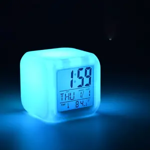 X1419 Popular Gift 7 Colour Sublimation Cube Clock Luminous Cube Clock