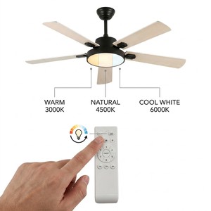 Fan <b>Light</b> with <b>Light</b> Kit LED <b>Ceiling</b> Lamp Wooden Blades Living Room Bedroom Chandelier - Product Image 2