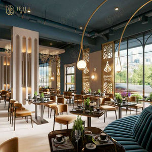 Juego de <span class=keywords><strong>Muebles</strong></span> de Café de Lujo Ligero, Asientos de Cuero Modernos para Restaurante, Diseño de Mesa y Silla de Cafetería Comercial con Respaldo Bajo - Product Image 2