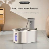Fontaine à eau pour chien et chat en acier inoxydable, distributeur d'eau intelligent sans fil à circulation automatique, distributeur d'eau sans prise pour animaux de compagnie