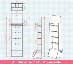 Présentoir de sol en PVC personnalisé pour cils avec crochets - Présentoir modulaire à 4 niveaux pour maquillage et cils pour magasin de beauté - Product Image 4