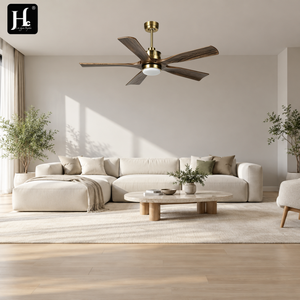 Ventilador de Techo Moderno de 5 Aspas con Acabado en Madera Negra y Luz LED Integrada para Dormitorio, Sala de Estar y Decoración Interior del Hogar - Product Image 1