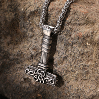 Collier Pendentif Marteau de Thor en Acier Inoxydable pour Hommes, Bijoux Viking Nordiques, Mythologie Nordique, Bijoux Historiques, Prêt à Expédier