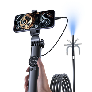 กล้องเอนโดสโคปพร้อมขาตั้งโทรศัพท์ กล้องบอร์สโคป HD ขนาด 6.4 มม. พร้อมไฟ LED 8 ดวง เครื่องมือตรวจสอบ ใช้งานร่วมกับ iOS Android บอร์สโคป - Product Image 1