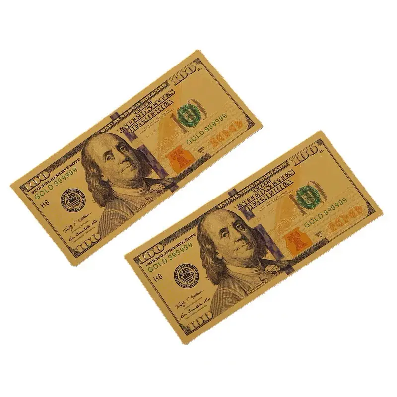 metal crafts Gold Banknote USA 100 dollars bill USD Gold Black Foil Banknotes collection cards movie prop money for dedor