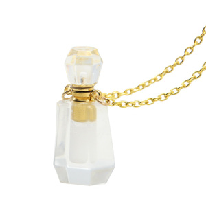 Natural Rock <b>Crystal</b> Essential Oil Bottle <b>Necklace</b> Gemstone Aromatherapy <b>Necklace</b> with <b>Gold</b> Chain - Product Image 3