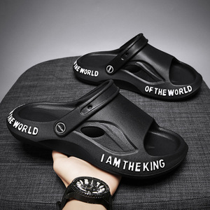 Men's Platform <b>Clogs</b>, "I AM THE KING" Print, EVA Thick Sole Slingback Sandals, Summer Beach Casual Footwear - Product Image 1