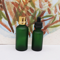 Cylindre 50ml 1.7 oz vert foncé rond cosmétique huile essentielle flacon compte-gouttes en verre