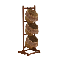 Panier de rangement en bois tissé multicouche au design moderne Étagère de rangement en tissu pour chambre à coucher avec étagère à collation suspendue