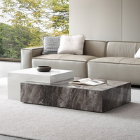 Italienischer Rechteckiger Kreativer Couchtisch Luxuriöser Moderner Schiefer Quadratischer Ecktisch Beistelltisch für Wohnzimmer