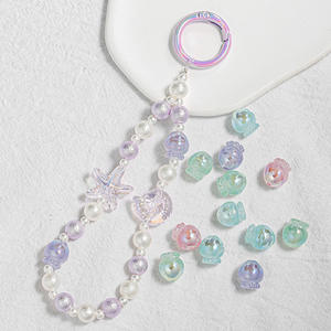 Perles en plastique à trou droit de dessin animé Transparent pour bricolage matériaux faits à la main Bracelet accessoires de chaîne de téléphone portable - Product Image 1