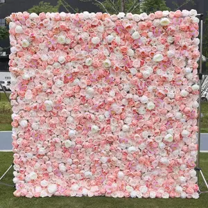 热人造白玫瑰3d绣球花墙背景活动舞台派对生日婚礼装饰婚礼活动装饰