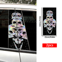 Autocollant universel personnalisé en vinyle imperméable pour montant B de voiture, motif crâne laser arc-en-ciel, pour décoration extérieure de voiture