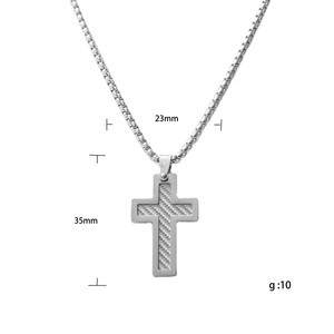 Men's Stainless Steel <b>Cross</b> Pendant Necklace Geometric Design Bezel Setting 12050 - Product Image 4