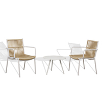 Ensemble de table basse blanche moderne pour balcon extérieur, meubles de patio, 3 chaises en aluminium
